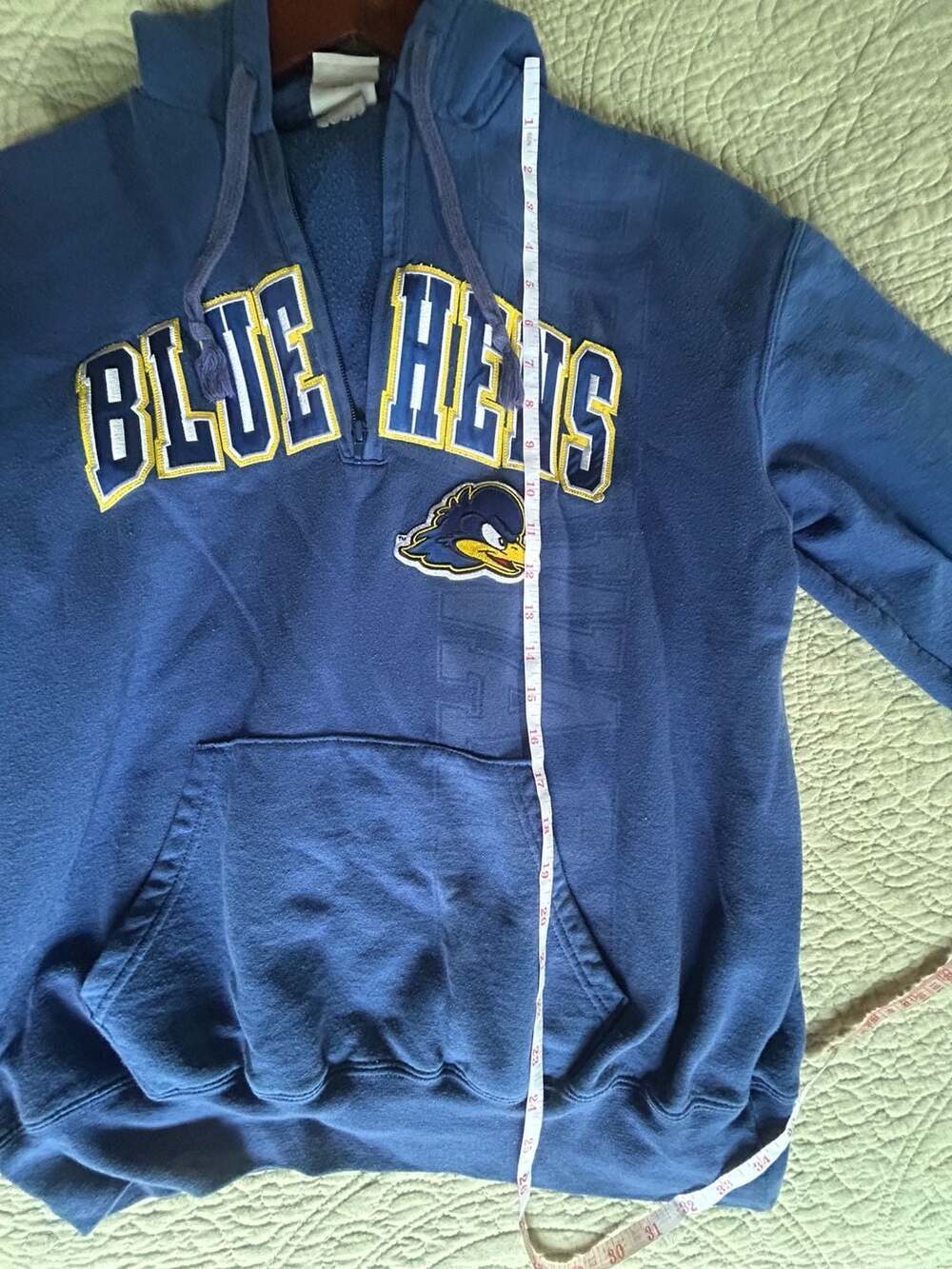 Champion Delaware Blue Hens Quarter-Zip Hoodie Sweatshirt Blue Size M - Picture 6 of 8